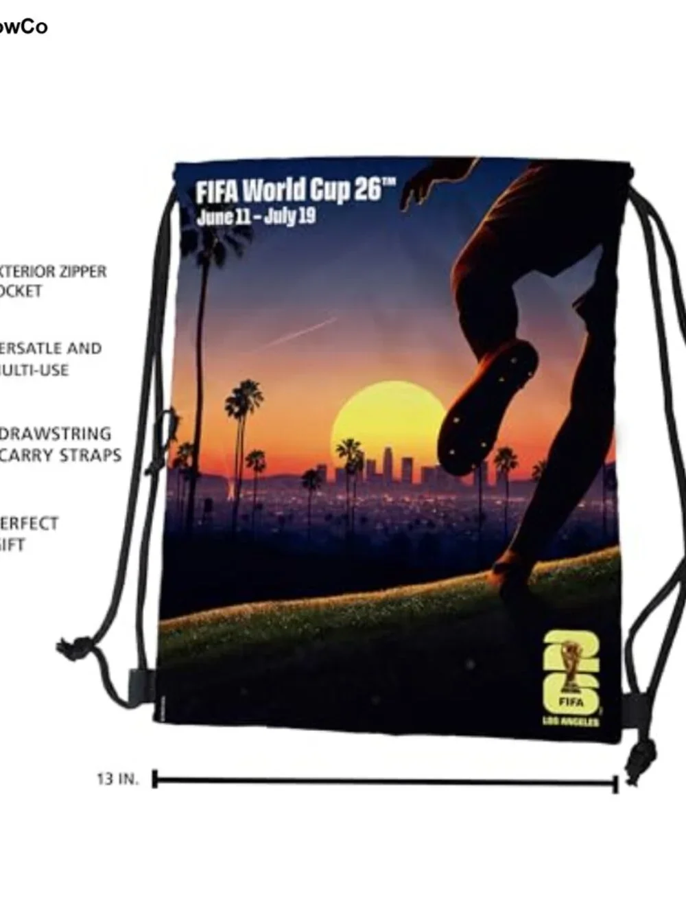 Official FIFA World Cup 2026 Drawstring Backsack Lightweight Backpack